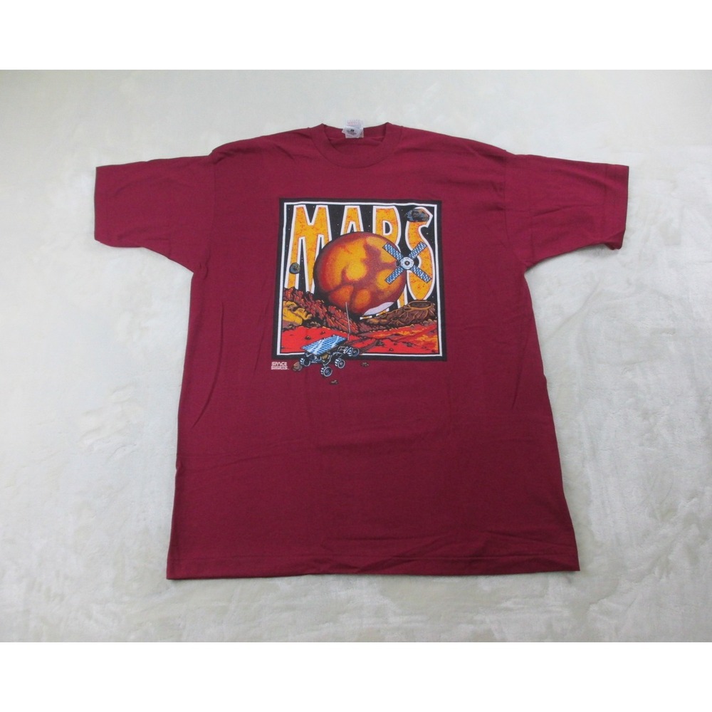 VINTAGE Mars Shirt Mens Extra Large Red Galaxy Mars Rover Space Shirts 90s*